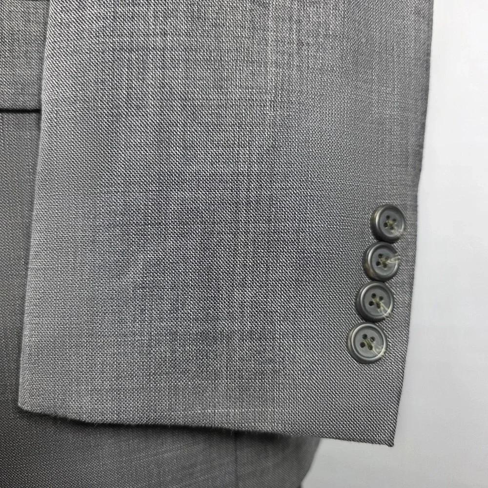 Chaps Men's‎ Sport Coat Blazer Two Button Gray Heather Sharkskin Wool 46R